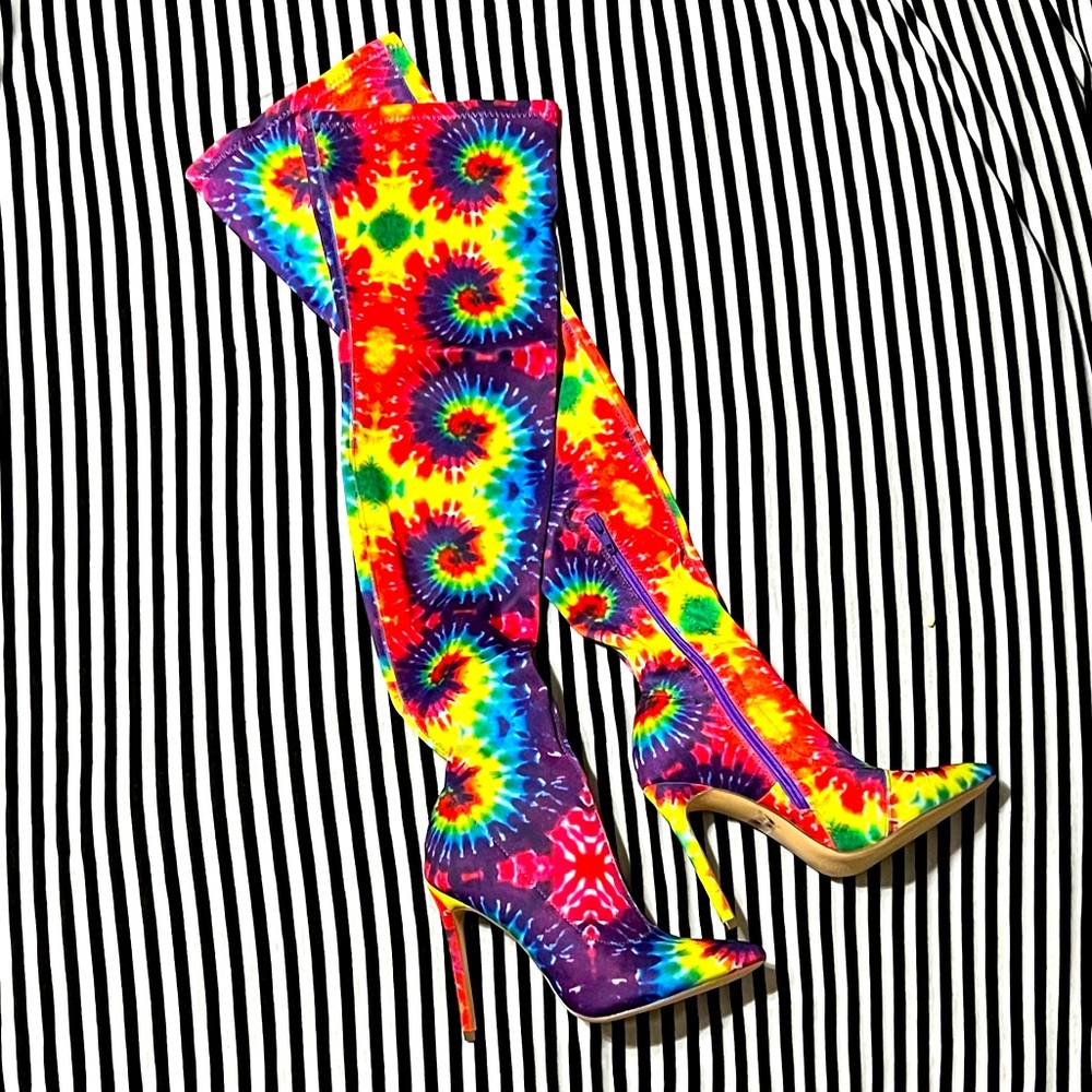 🆕 Tye Dye Thigh-High Boots